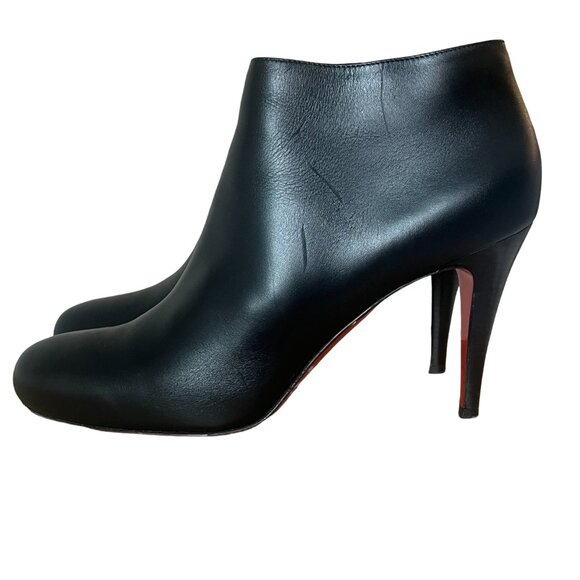 Christian Louboutin Black Leather Ankle High Heel Boots - Picture 4 of 13